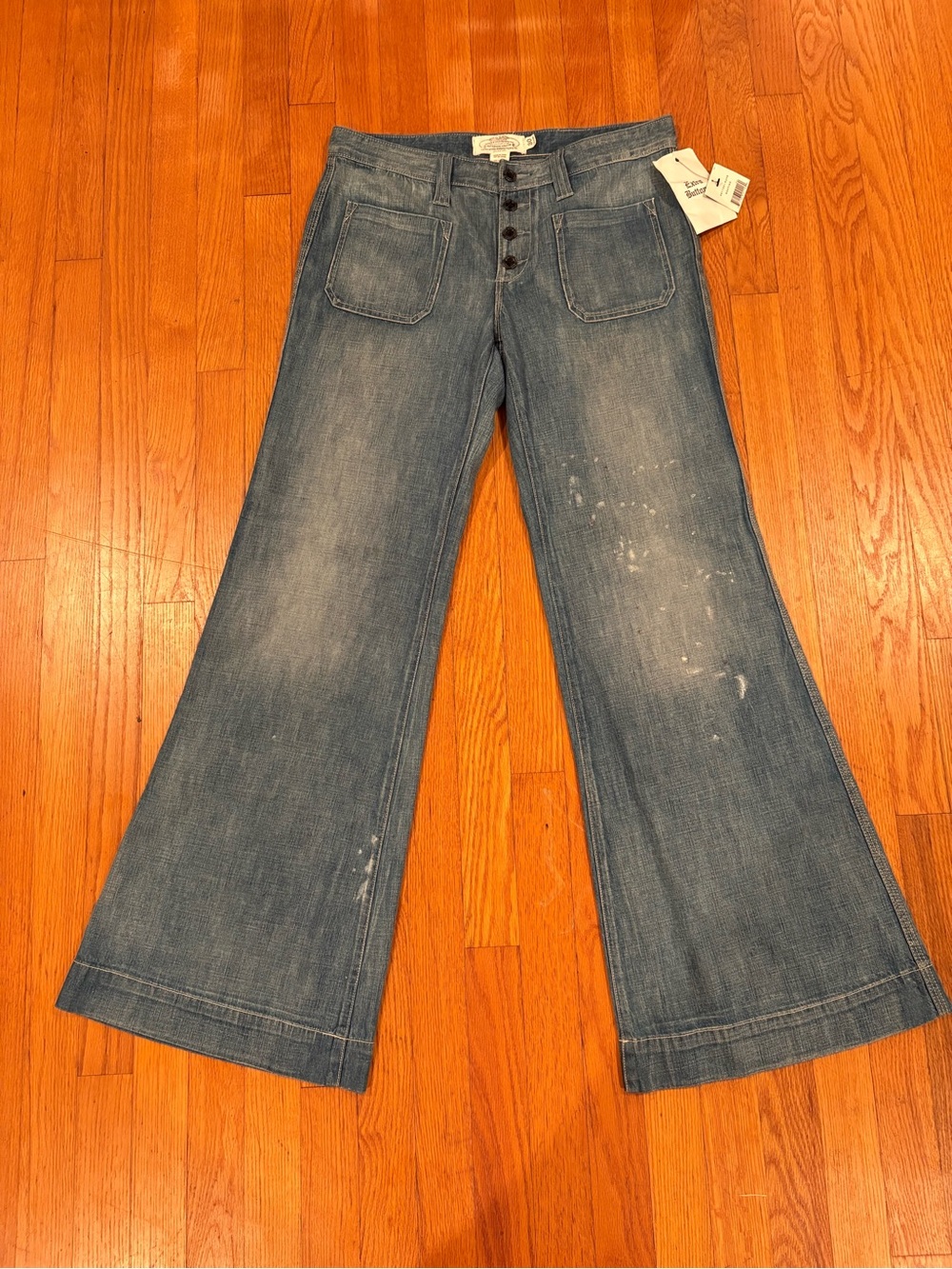 Rugby RL Women’s Blue Wide-Leg Button-Fly Jeans/RUVS Boating
